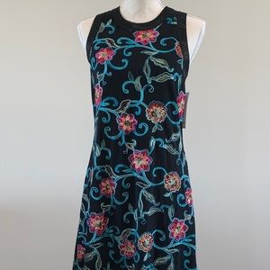 Embroidered On Soft Mesh Flare Dress.